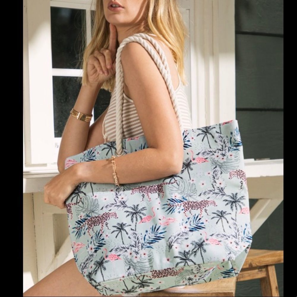 Animal and Leaf Print Shoulder Bag